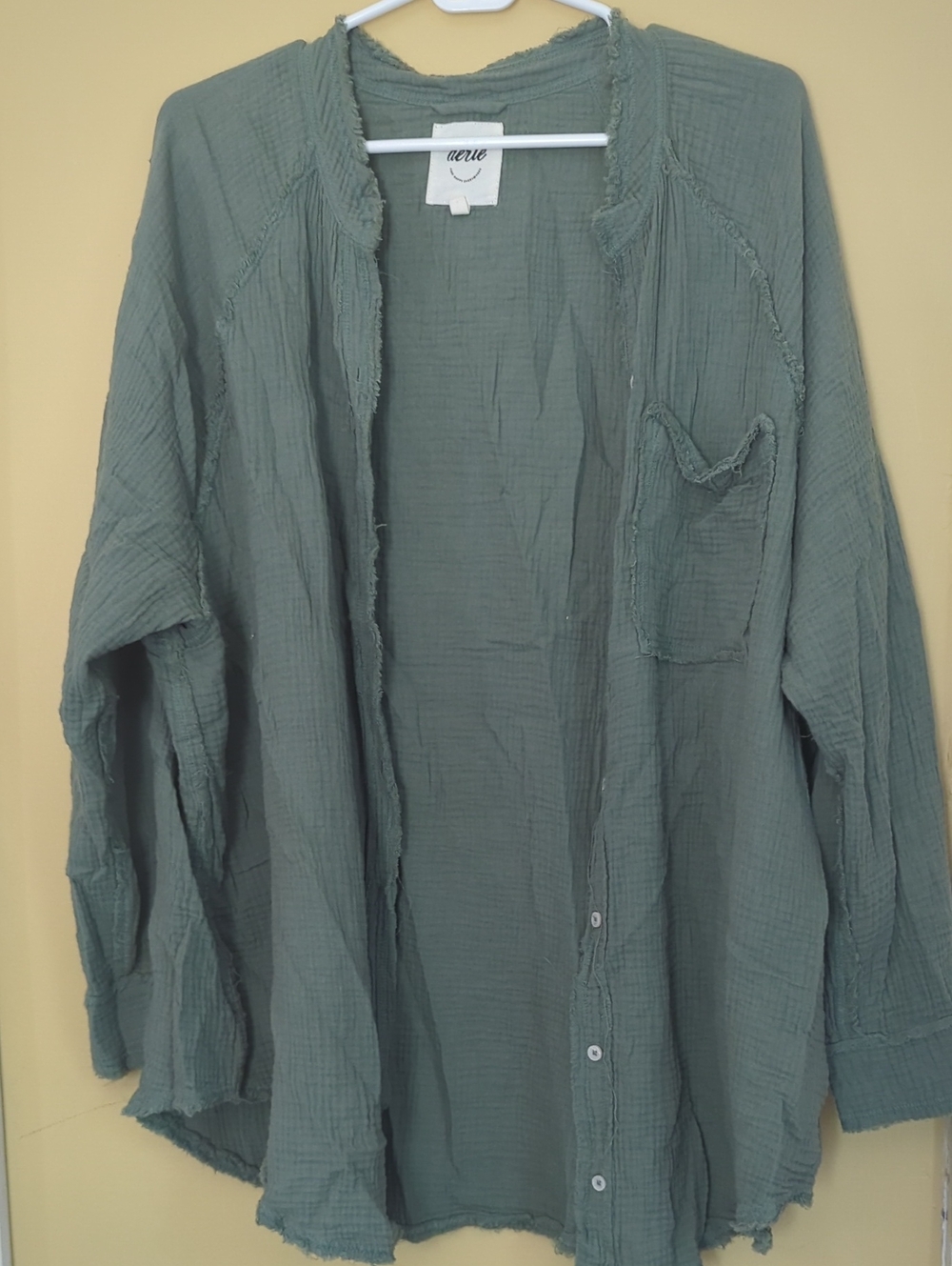 Aerie Teal Gauze Cotton Button Up